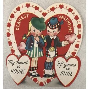 Vtg 30s A-Meri-Card Dearest Valentines Day Valentine My Heart Is Yours Card